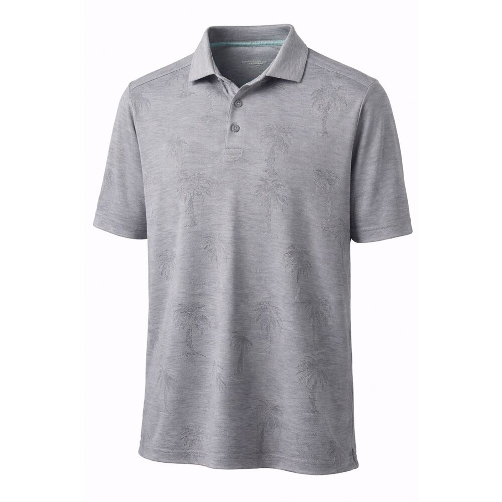 Tommy Bahama IslandZone Polo Shirt XL Gray Palm Tree Print Performance Golf